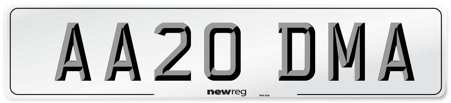 AA20 DMA Number Plate from New Reg